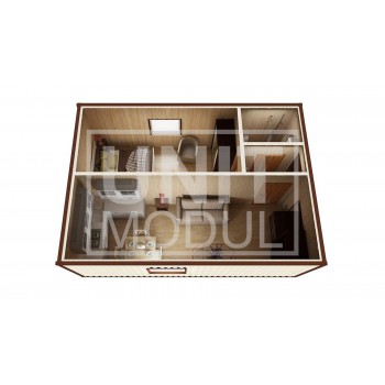 (МД-02) Модульный дом дачный из 2-х бытовок (блок-контейнеров) c душевой и прихожей